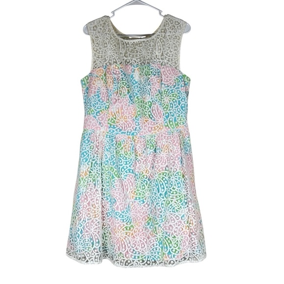Lilly Pulitzer Morrison Lace Overlay Dress Multicolor Size 14 - Picture 2 of 9